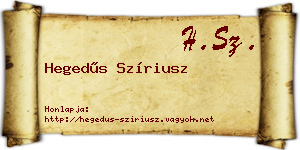 Hegedűs Szíriusz névjegykártya