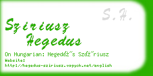 sziriusz hegedus business card